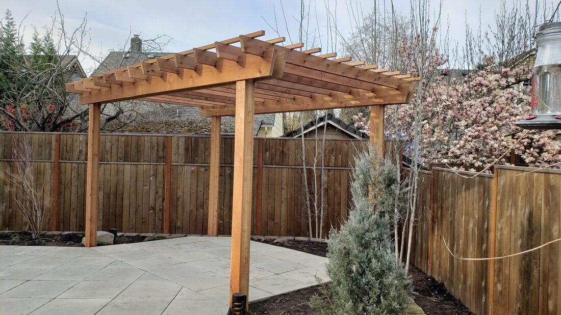 Custom cedar backyard pergola