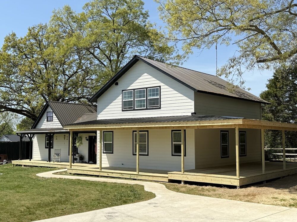 Wraparound porch surrounding a residential home