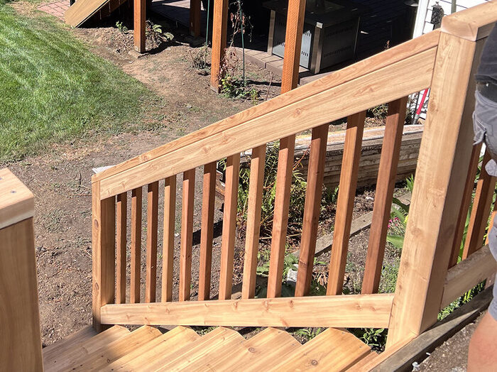 Custom wood deck railing