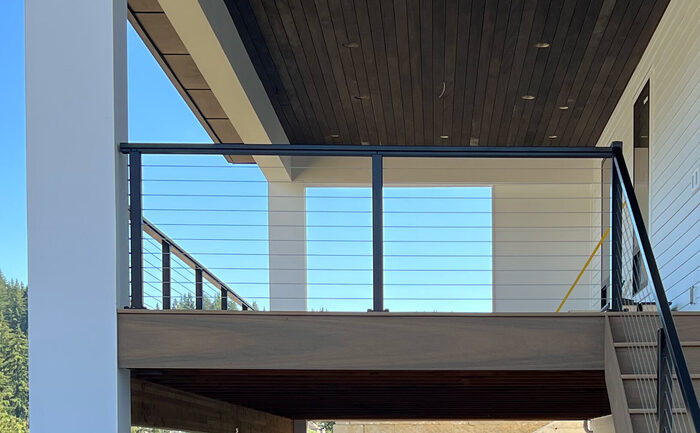 Cable railing system on a composite deck